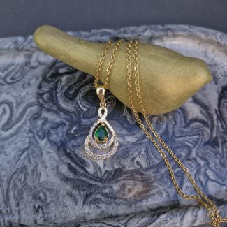 گردنبند طلا روس با نگین سبز