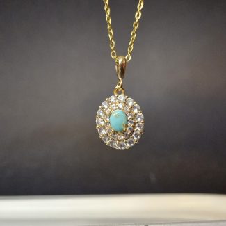 گردنبند طلاروس با نگین فیروزه نیشابوری