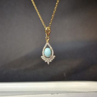 گردنبند طلاروس با نگین فیروزه نیشابوری