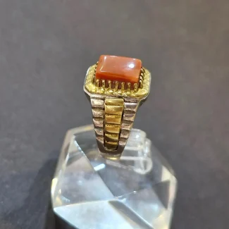 انگشتر نقره رولکس مردانه با نگین عقیق پرتقالی